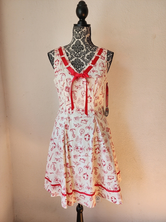 Hell Bunny Dresses & Skirts - BNWT!! Hell Bunny Ivory and Red Nautical Print Sundress